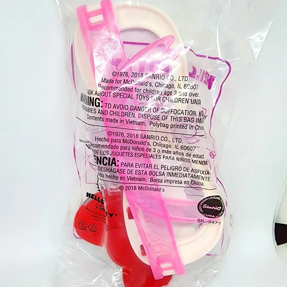 2018 Hello Kitty White Pink Whisker Fashion Glasses #1 Polka Dot Bow McDonald's